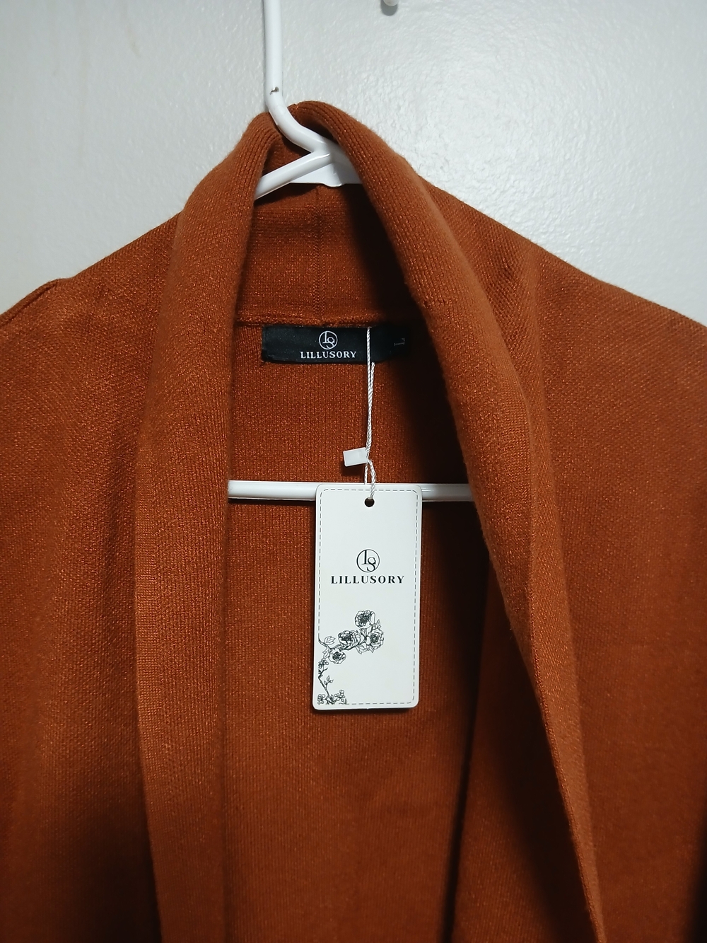 Long Open-Front Rust Brown Blazer Coat - Picture 3 of 5